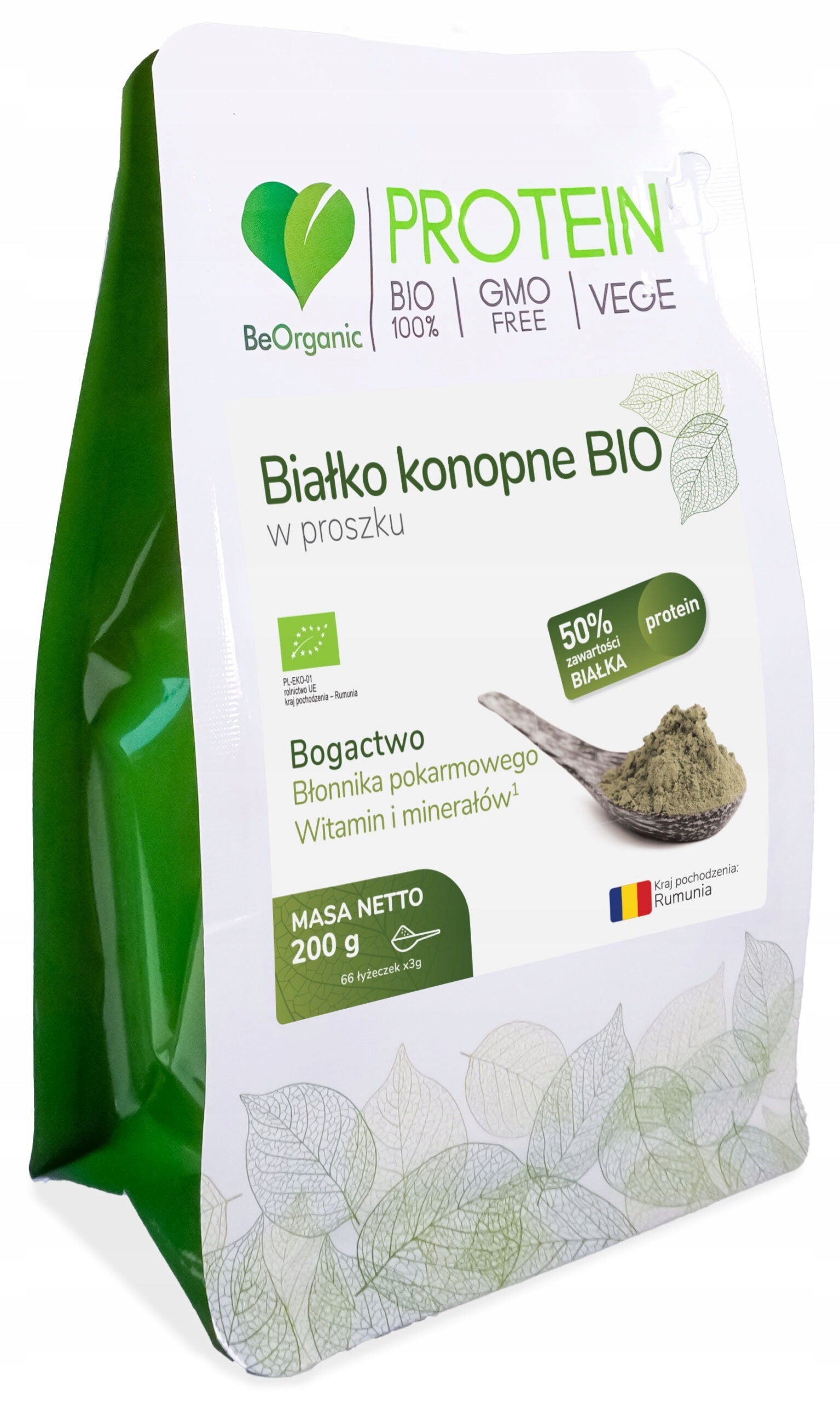 BeOrganic Protein HEMP PROTEIN BIO Powder 200g 48% PROTEIN