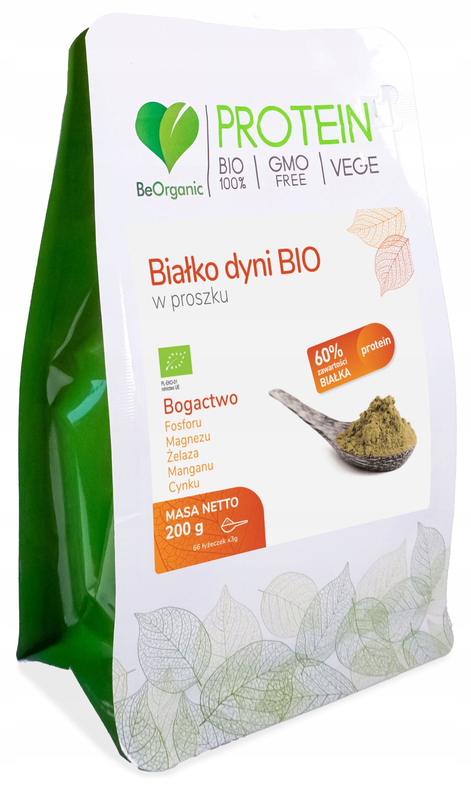 BeOrganic Protein PUMPKIN PROTEIN BIO POWDER 200g 60% PROTEIN