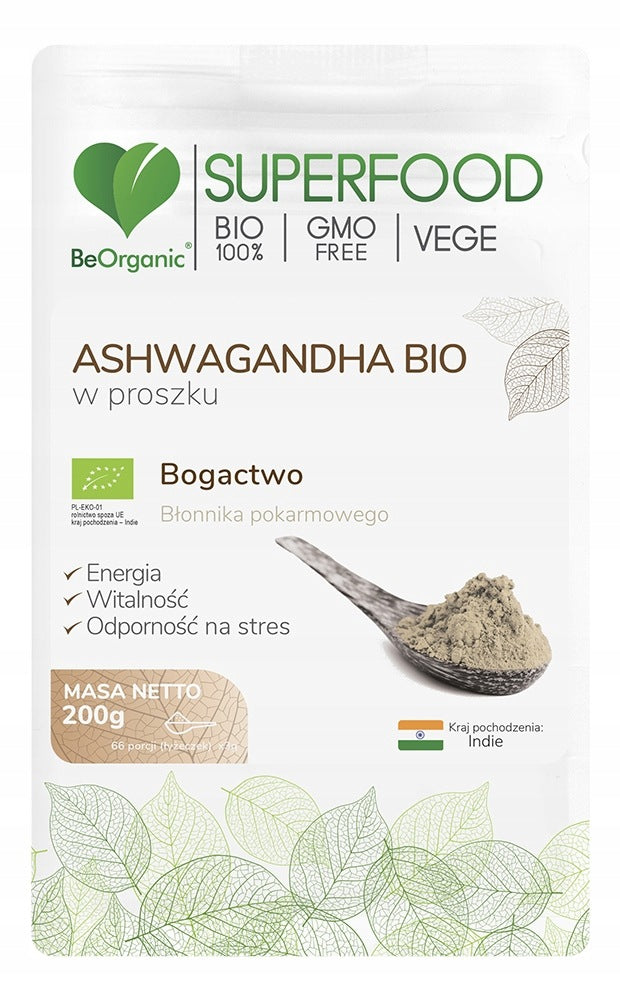 BeOrganic Superfood ASHWAGANDHA BIO Powder 200g Expiration date not specified