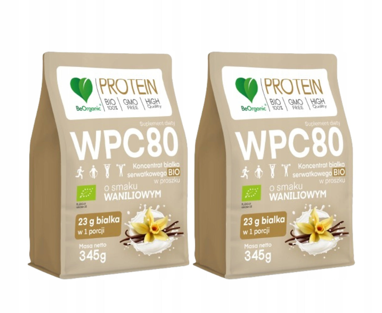 BeOrganic WPC 80 2 x BIO protein vanilla powder BCAA Strong bones Brain