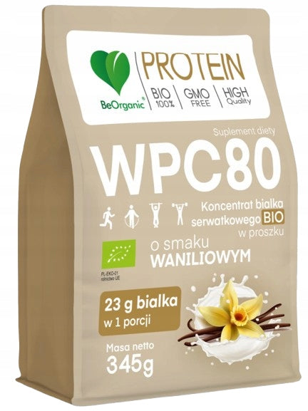 BeOrganic WPC 80 Protein BIO Powder with Vanilla Flavour Gym Activity