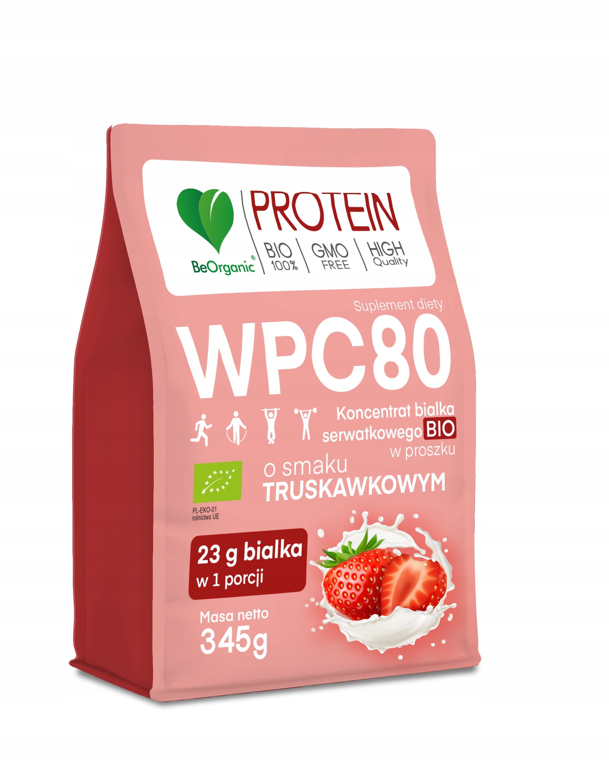 BeOrganic WPC80 Protein BIO Powder Strawberry Appetite Mass Bone Reduction Expiration date not specified