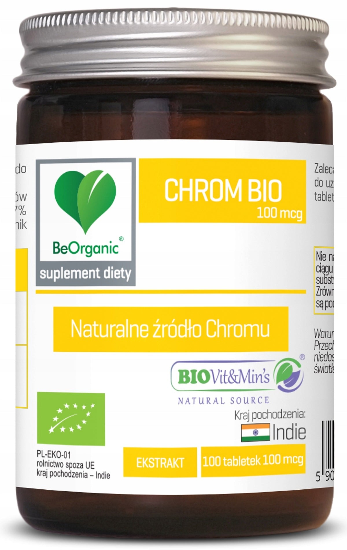 BeOrganic by Aliness CHROM BIO 100mcg 100 Tablets