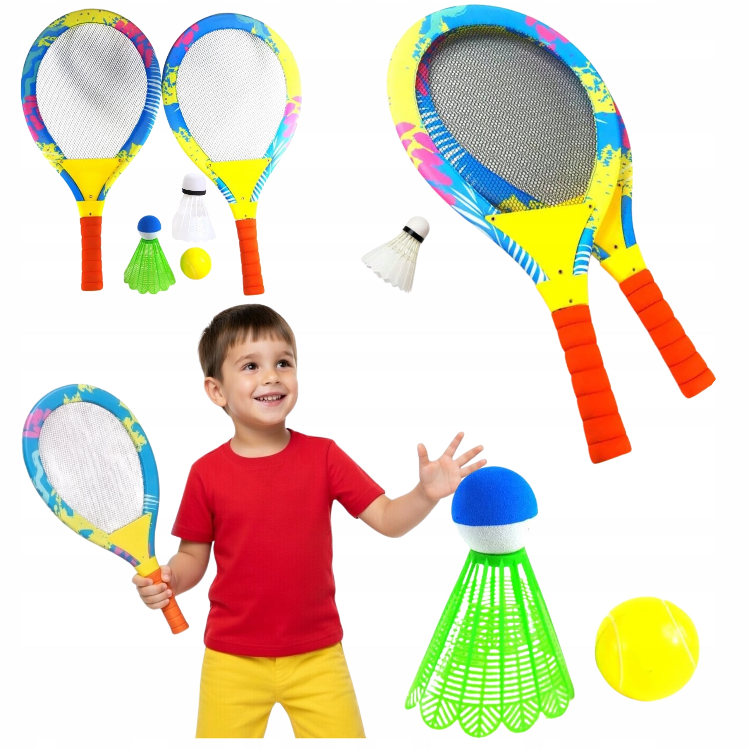 Beach Badminton Set Two Rackets Darts Ball Tennis Pallets
