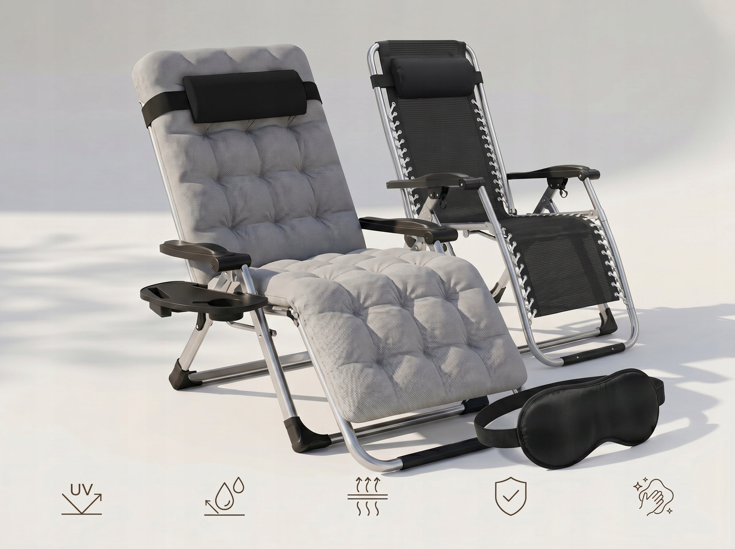 Beach Garden Lounger with THICK MATTRESS AND PILLOW comfortable folding strong Brand no brand