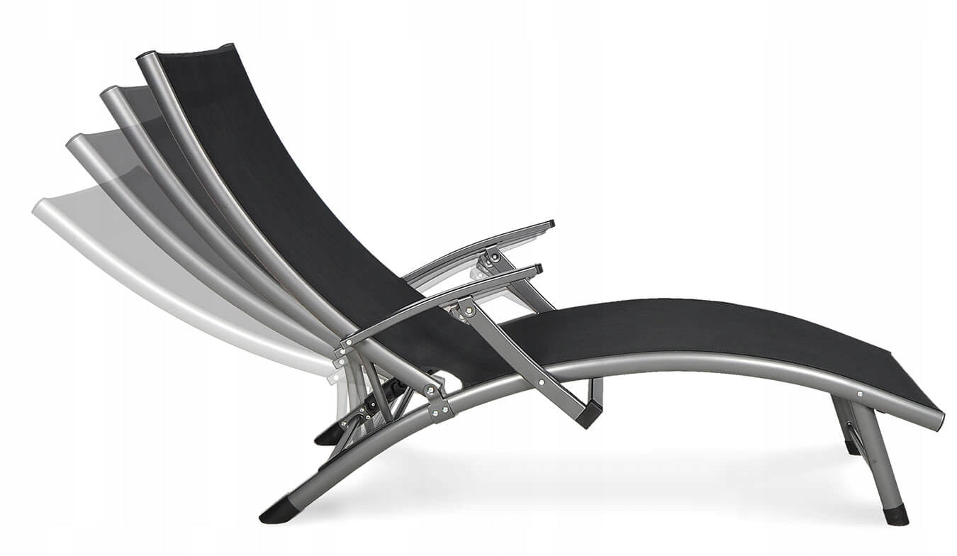 Beach Garden Sun Lounger Folding RELAX for Pool Garden Comfortable Strong Black Frame material metal