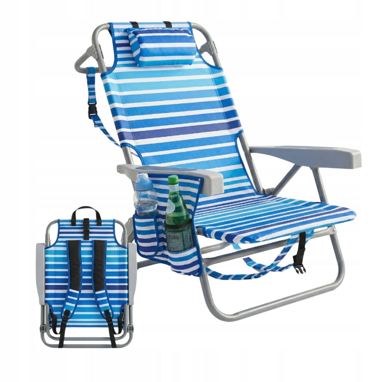 Beach Garden Sun Lounger Folding with Cushion Hiking Harness 150kg Kind sunbed