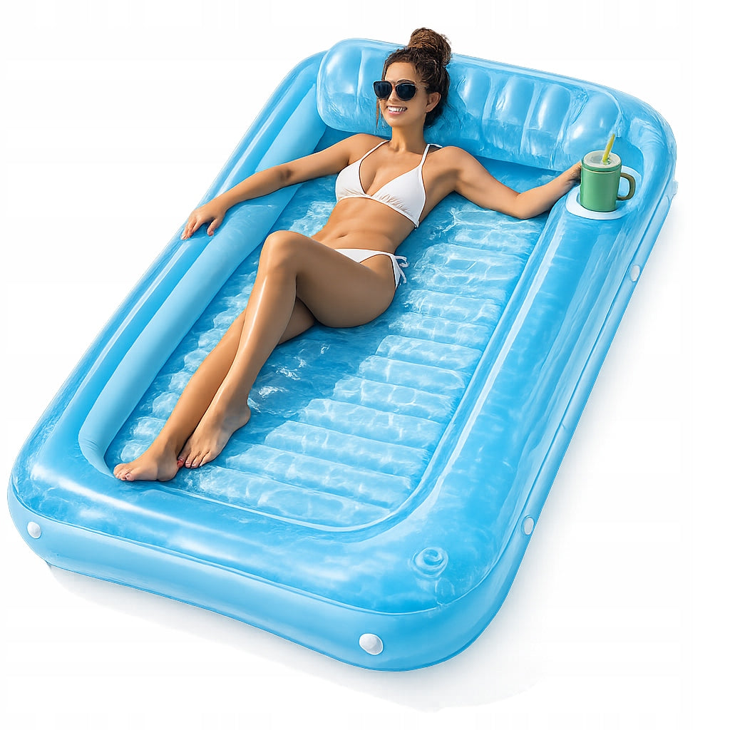 Beach Inflatable Mattress for Swimming Pool Sunbathing Water Lounger with Backrest
