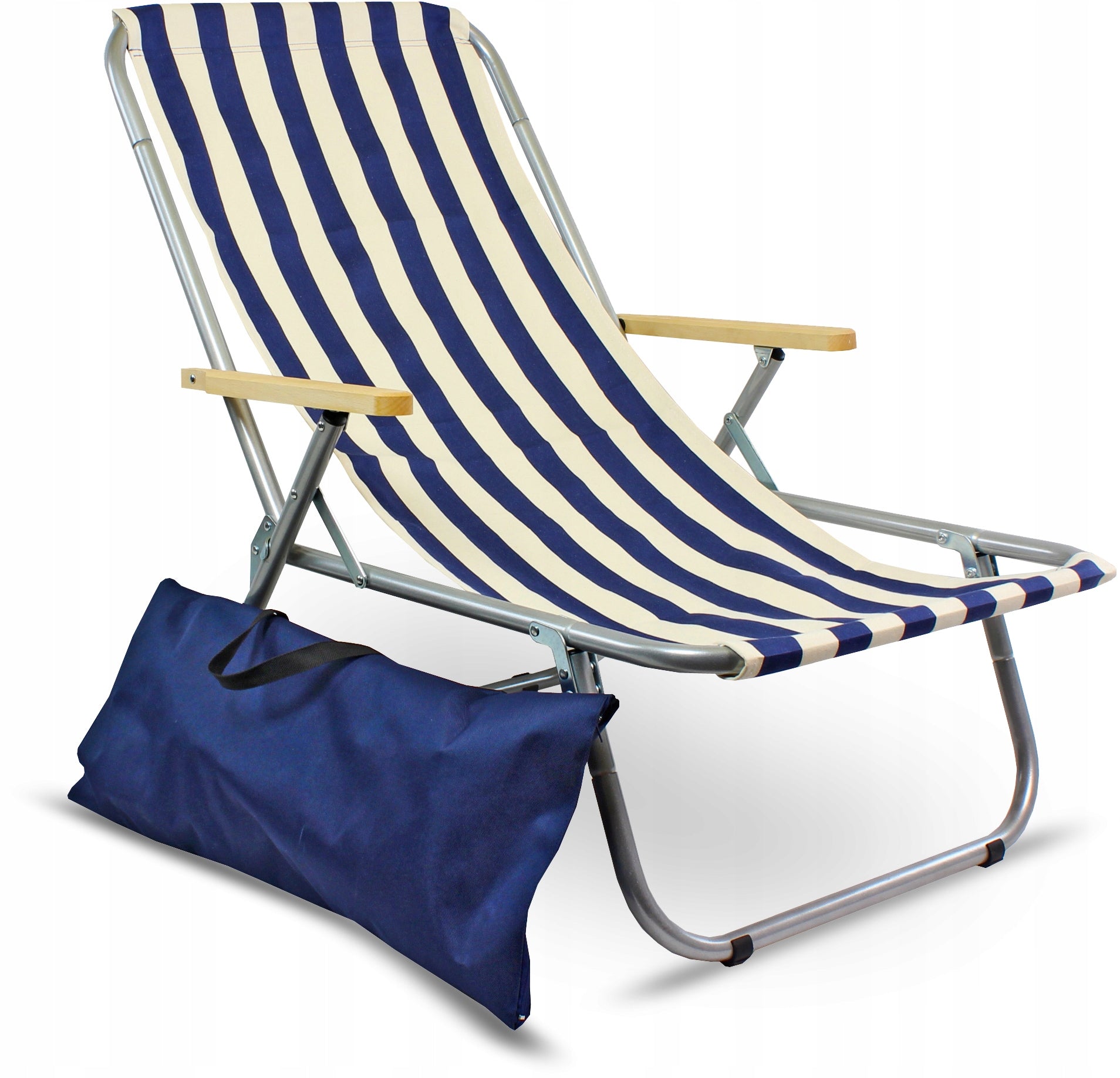 Beach lounger folding aluminum 150 kg + bag – lightweight, durable