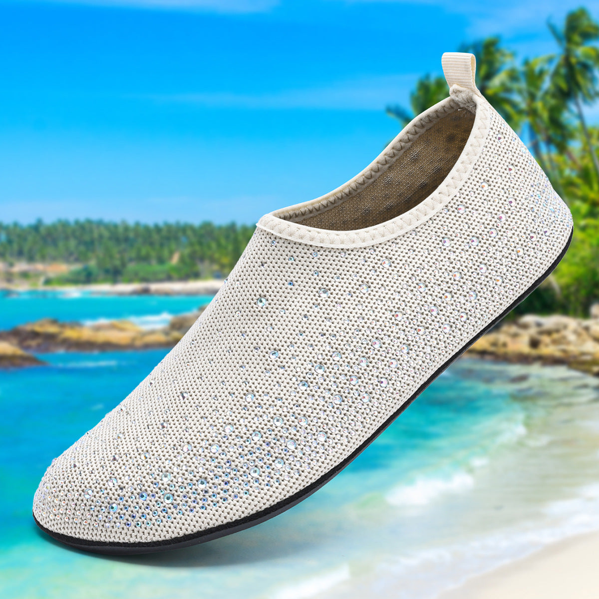 Beach shoes for water and yoga with crystals. Quick-drying and non-slip Gender woman