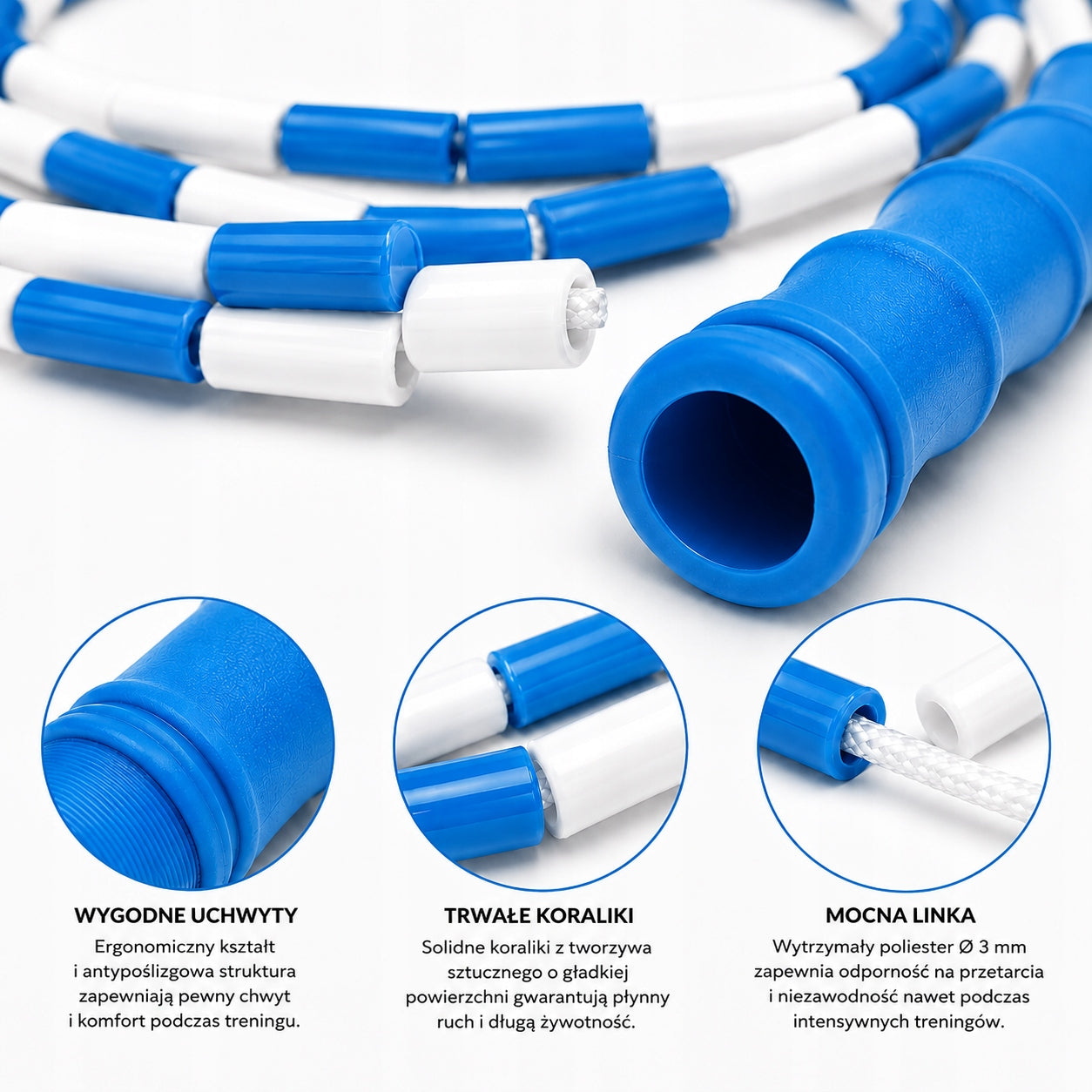 Bead jump rope for athletes adjustable CrossFit freestyle 305cm Y3S Kind made of plastic