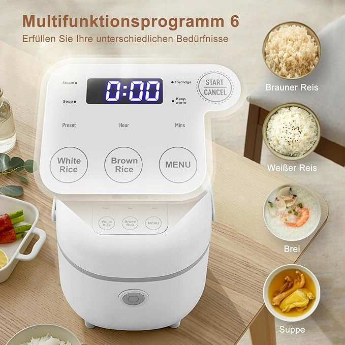 Bear electric mini rice cooker 6 cooking functions 2l white Manufacturer code 5903181837005