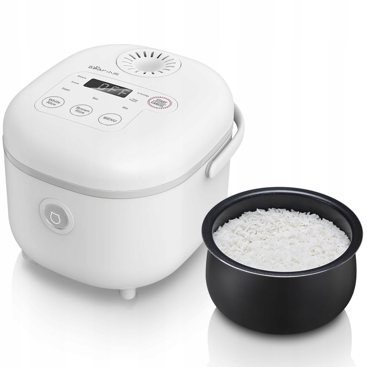 Bear electric mini rice cooker 6 cooking functions 2l white