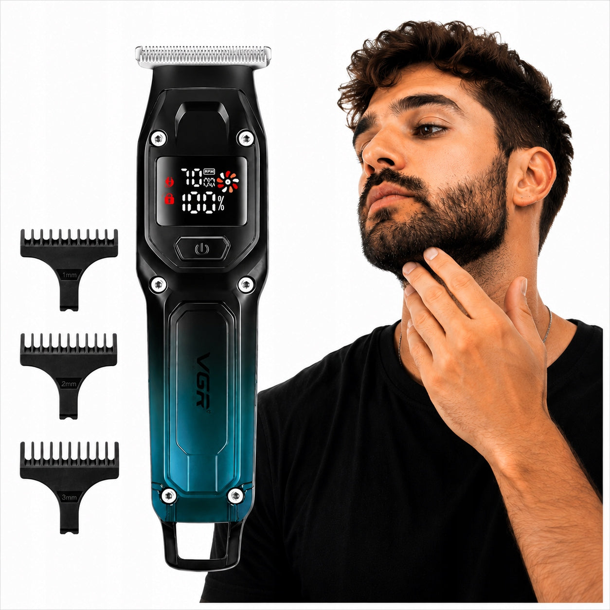 Beard Trimmer VGR Wireless LED Beard Trimmer Precision
