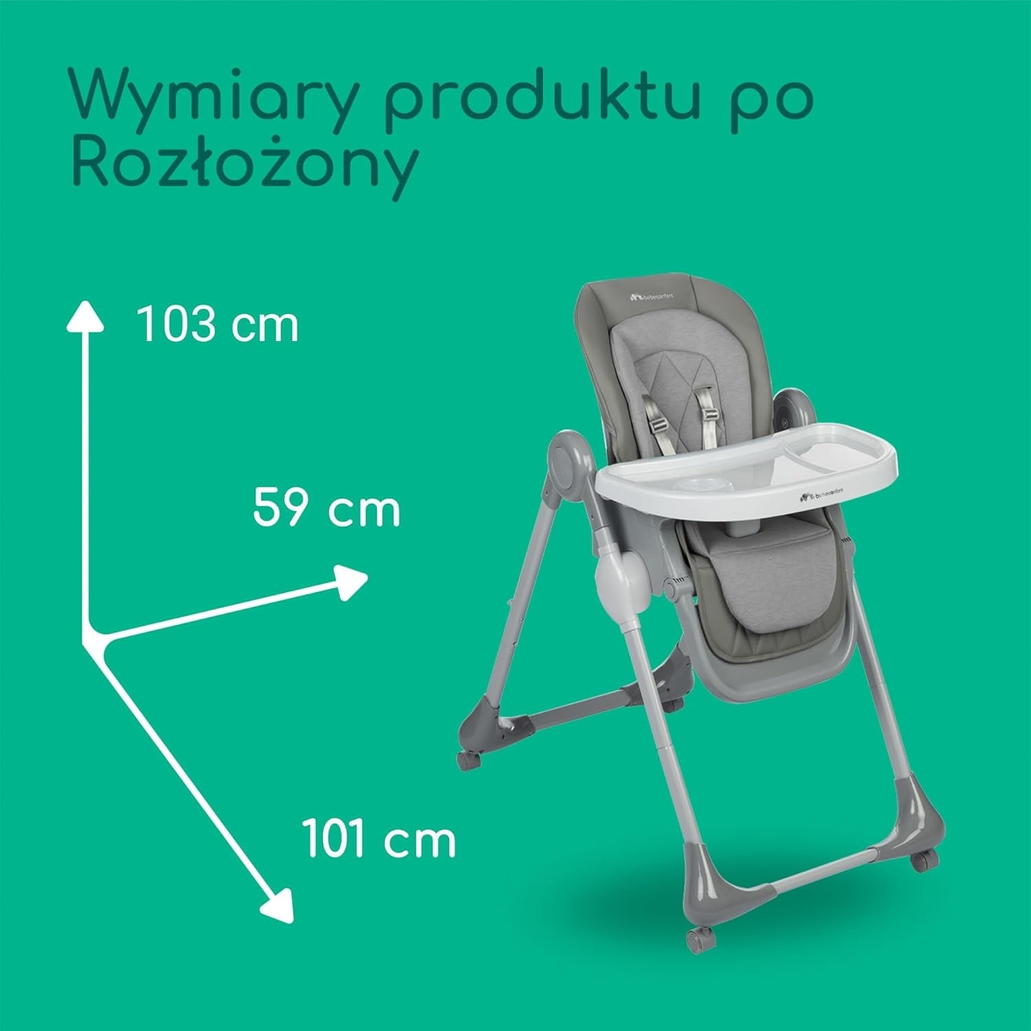 Bebeconfort Olea, High chair, 0 to 3 years old Color shades of gray and silver