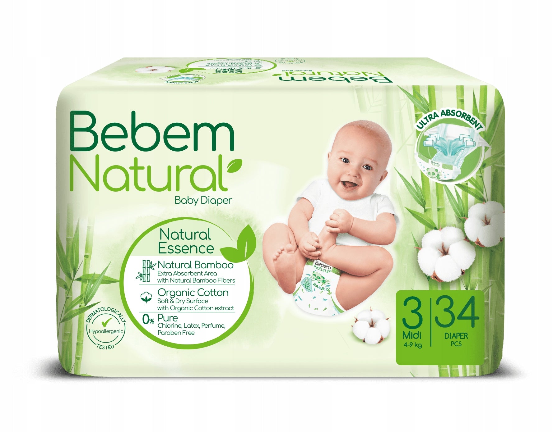 Bebem Natural - disposable diapers Newborn 3 (4-9kg) 56pcs