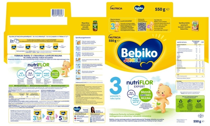 Bebiko Junior 3 Nutriflor Expert 3+ formula based on milk 2 x 550 g Product line nutriFLOR EXPERT