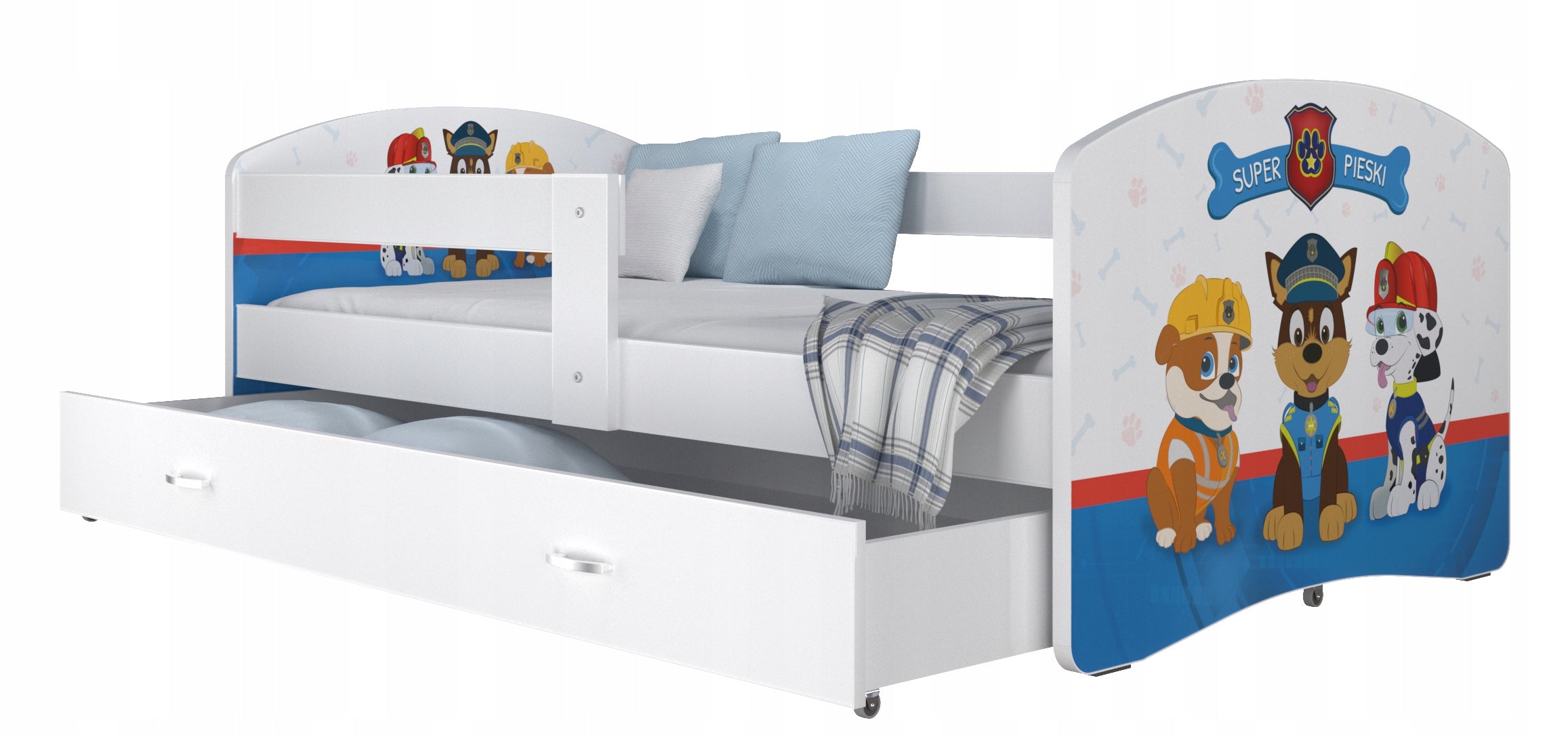 Bed 180x80 drawer + mattress + graphics LUKI