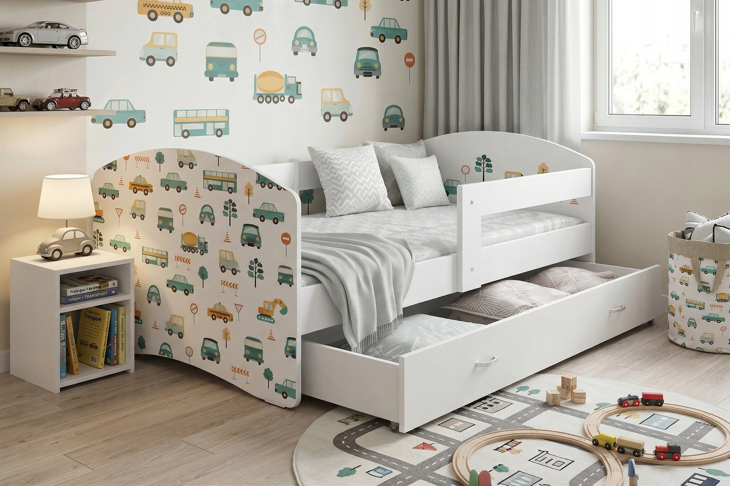 Bed 180x90 drawer + mattress + graphics LUKI NEW DESIGNS Brand AJKmeble