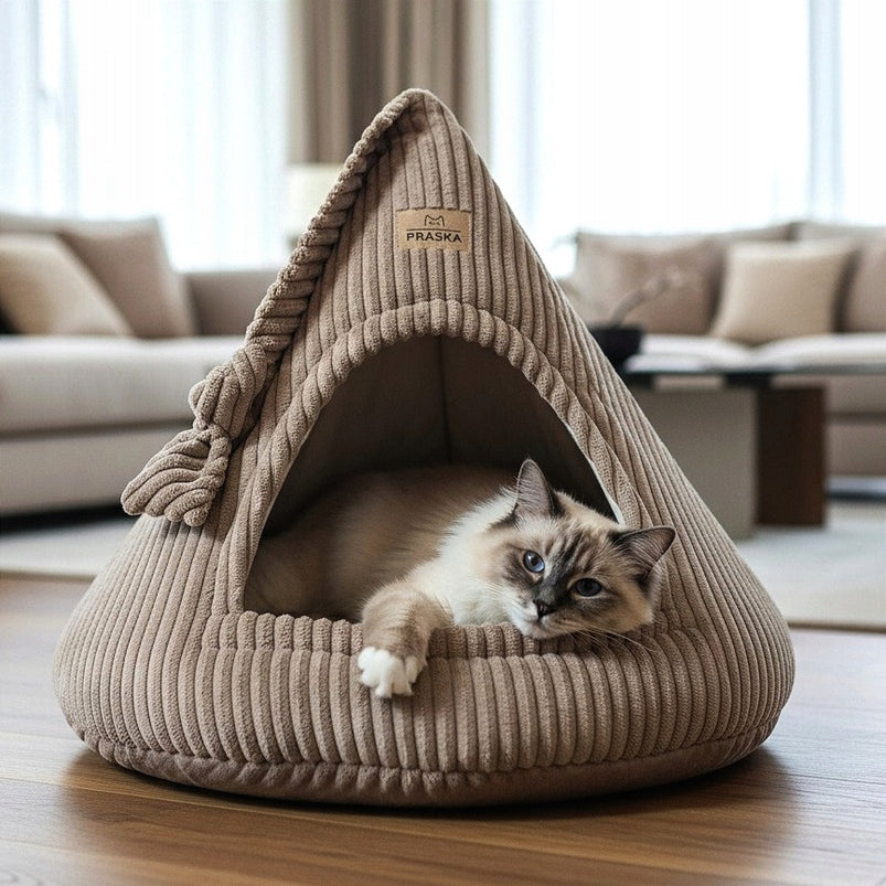 Bed BUDKA cat house up to 8kg RATTLE CAT CAP with toy 50cm COLORS
