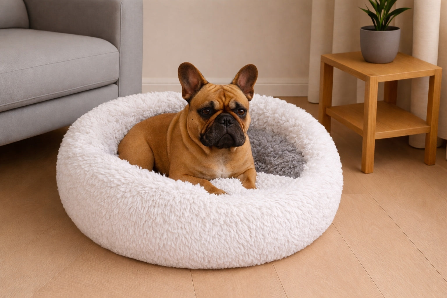 Bed Cloud Mink for Dog and Cat 65 Shaggy Removable Cover Grey Length 65 cm
