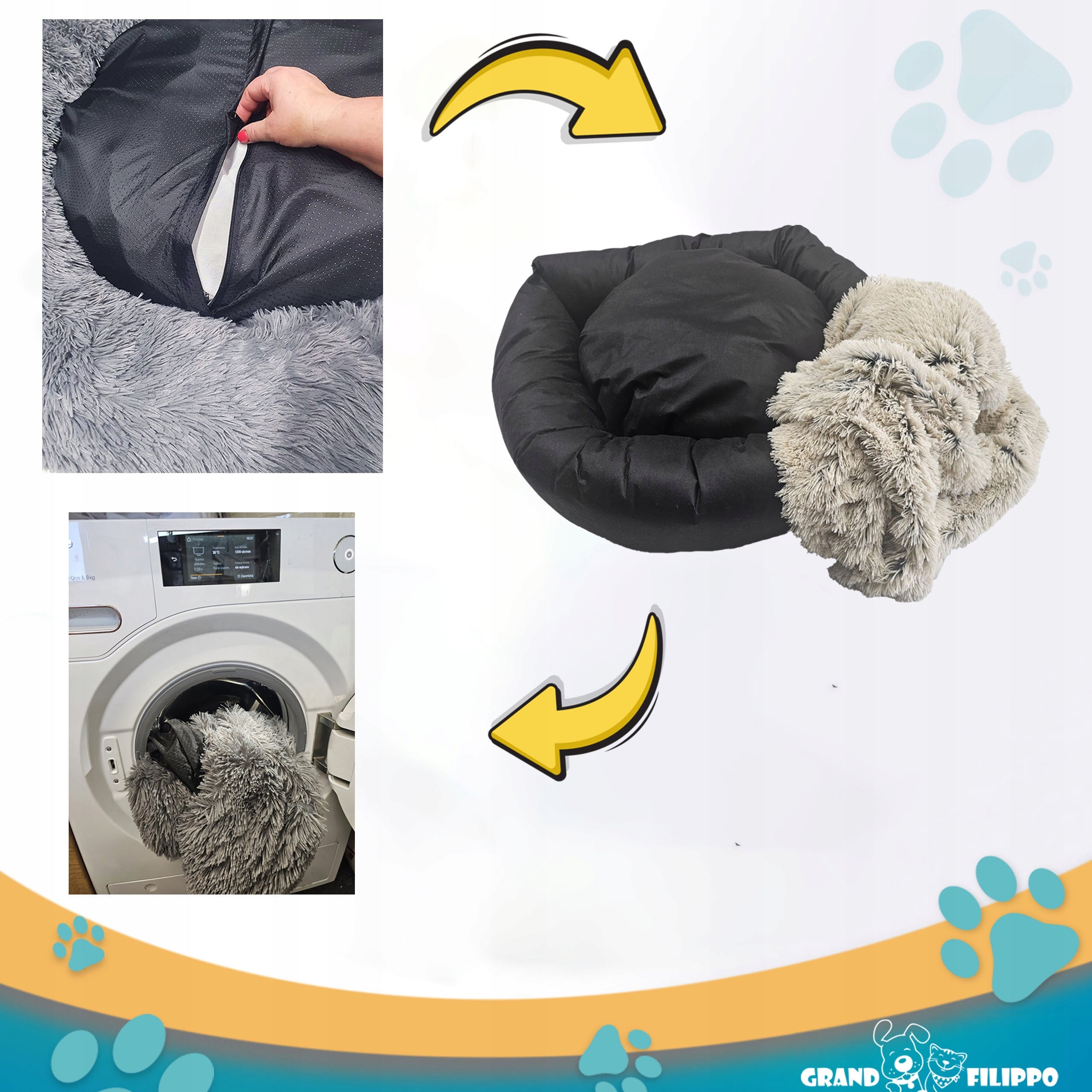 Bed Cloud for Dog and Cat Shaggy 65 Removable Cover Grey Packaging status original