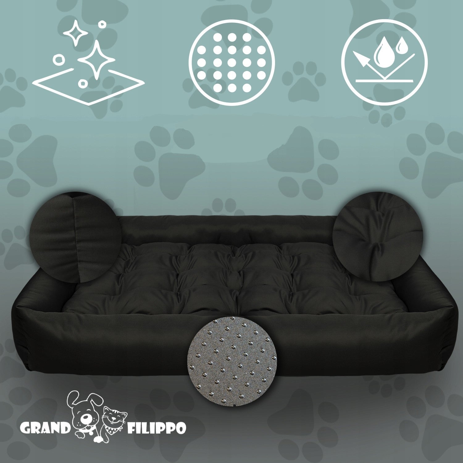 Bed Couch Soft Bed for Dog Waterproof Grey 120x90+Jasiek Product width 90 cm