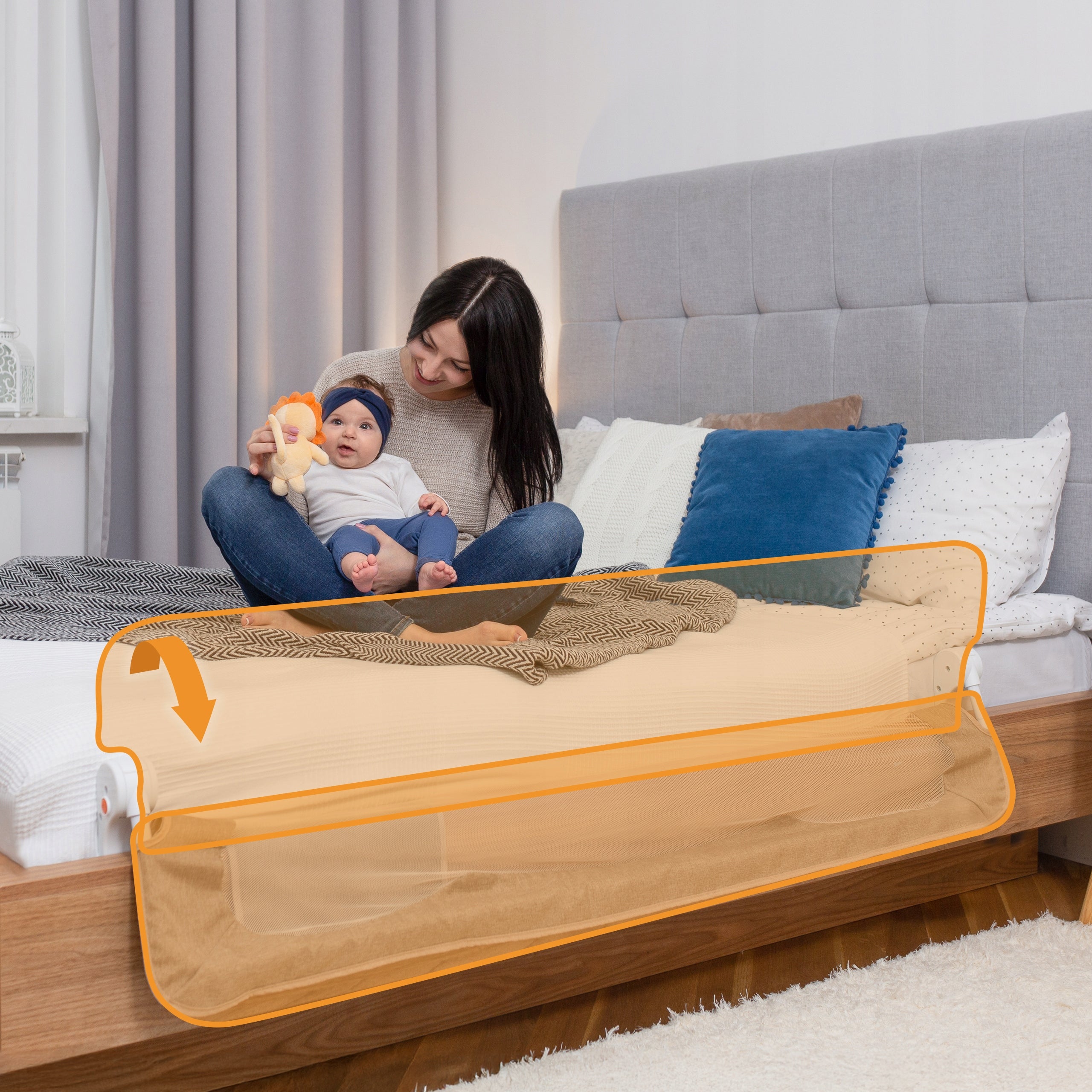 Bed barrier PROTECTIVE GATE LOCK 150cm Lionelo Eva Manufacturer code kiszonka, system blokujący, prosty montaż