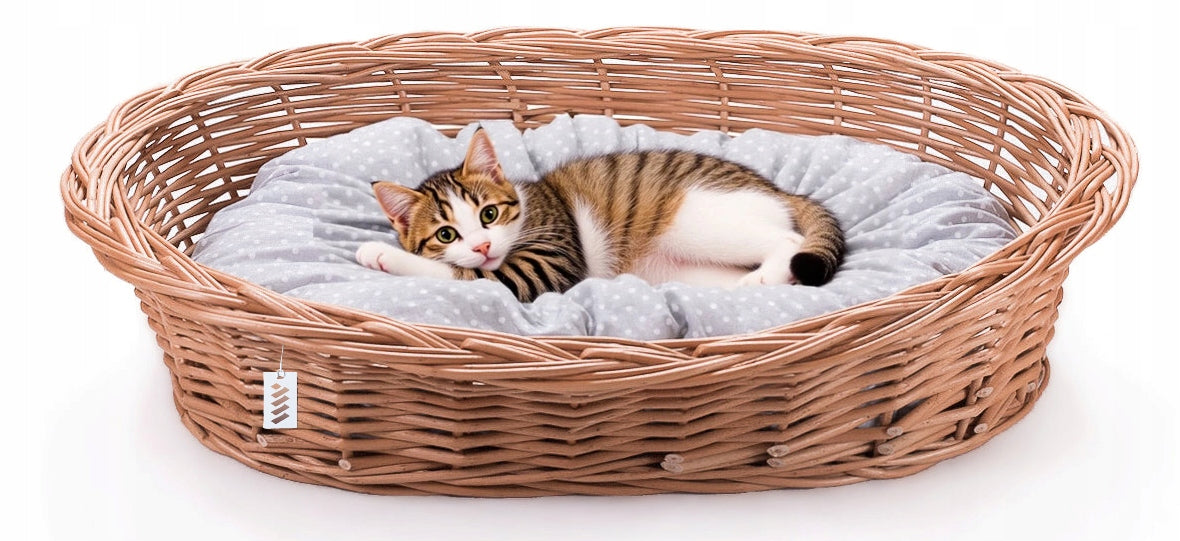 Bed cat pillow bedding soft dog wicker basket Brand Wiklinowy Świat