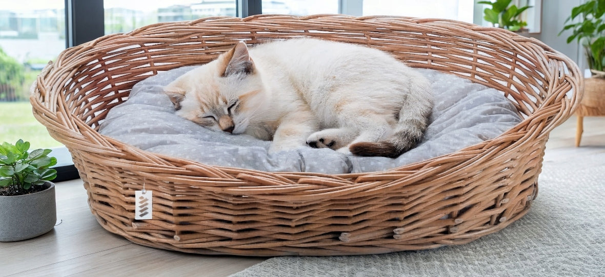 Bed cat pillow bedding soft dog wicker basket Length 58 cm