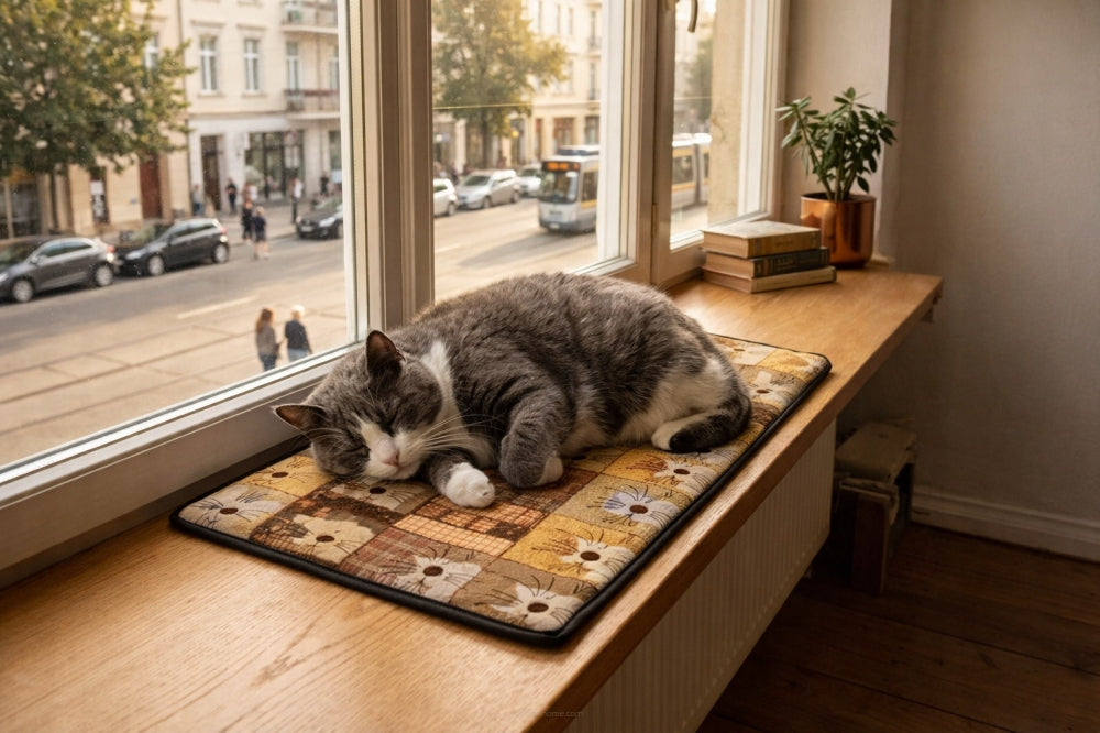 Bed cat pillow for window sill, parapeciak XXL with print - Pexeso Length 70 cm