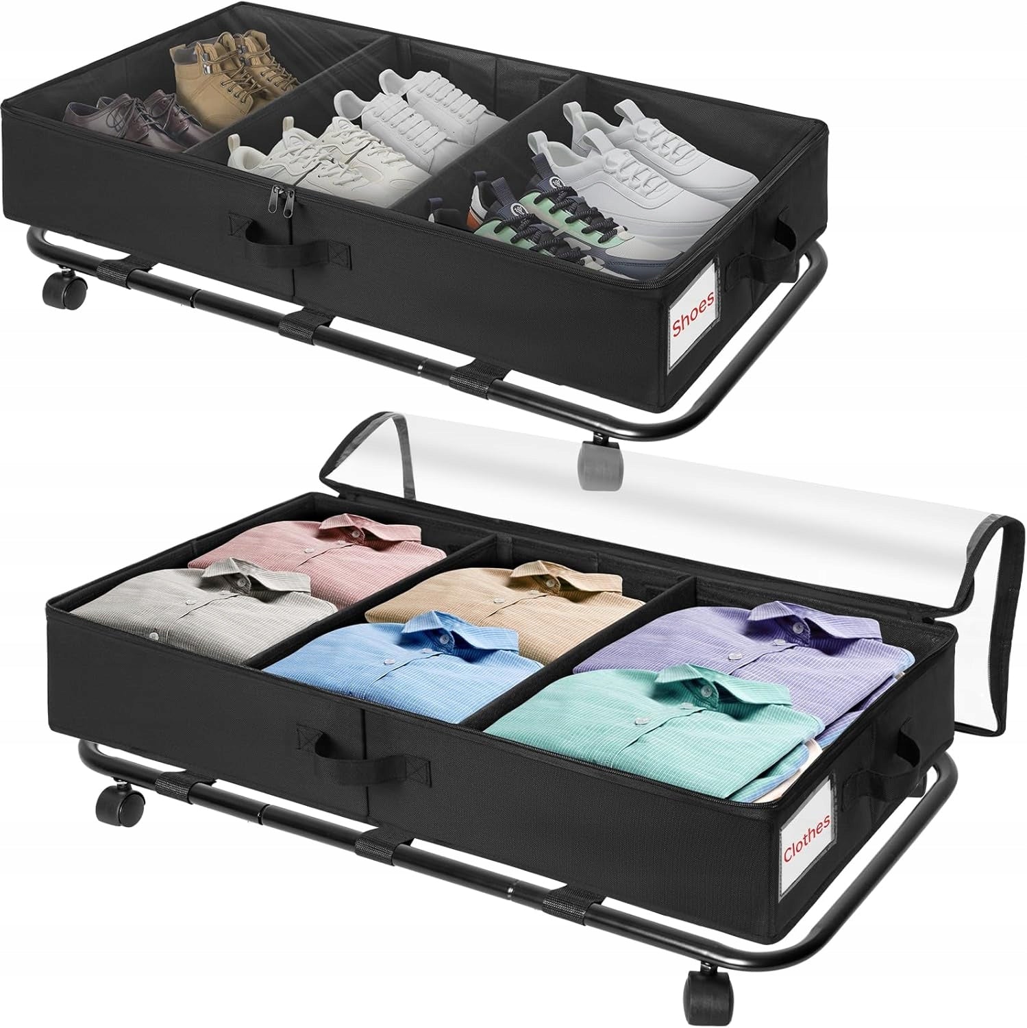 Bed container on wheels storage drawer 2x