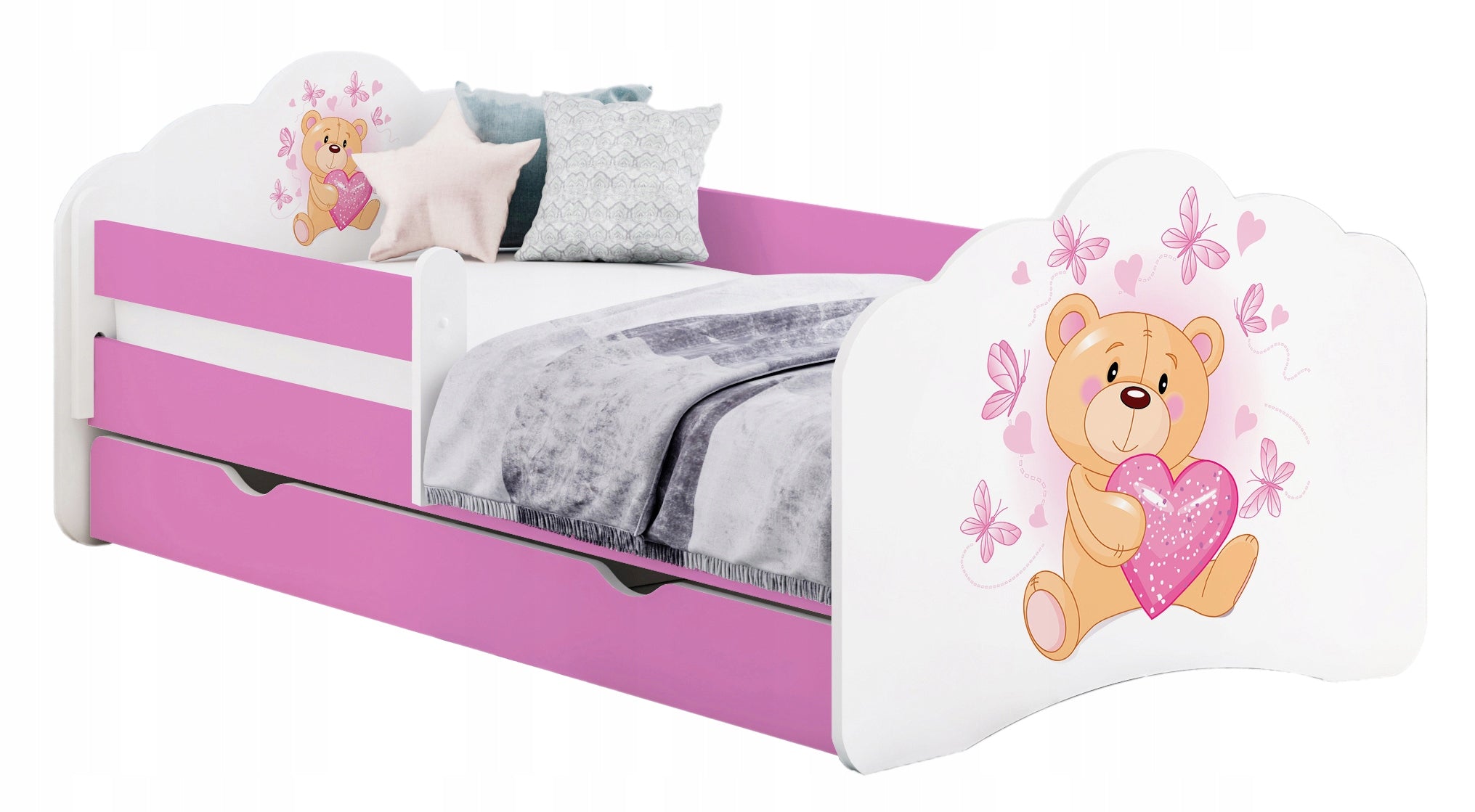 Bed cot with drawer mobi 140/70 + mattress freebie - pink - set