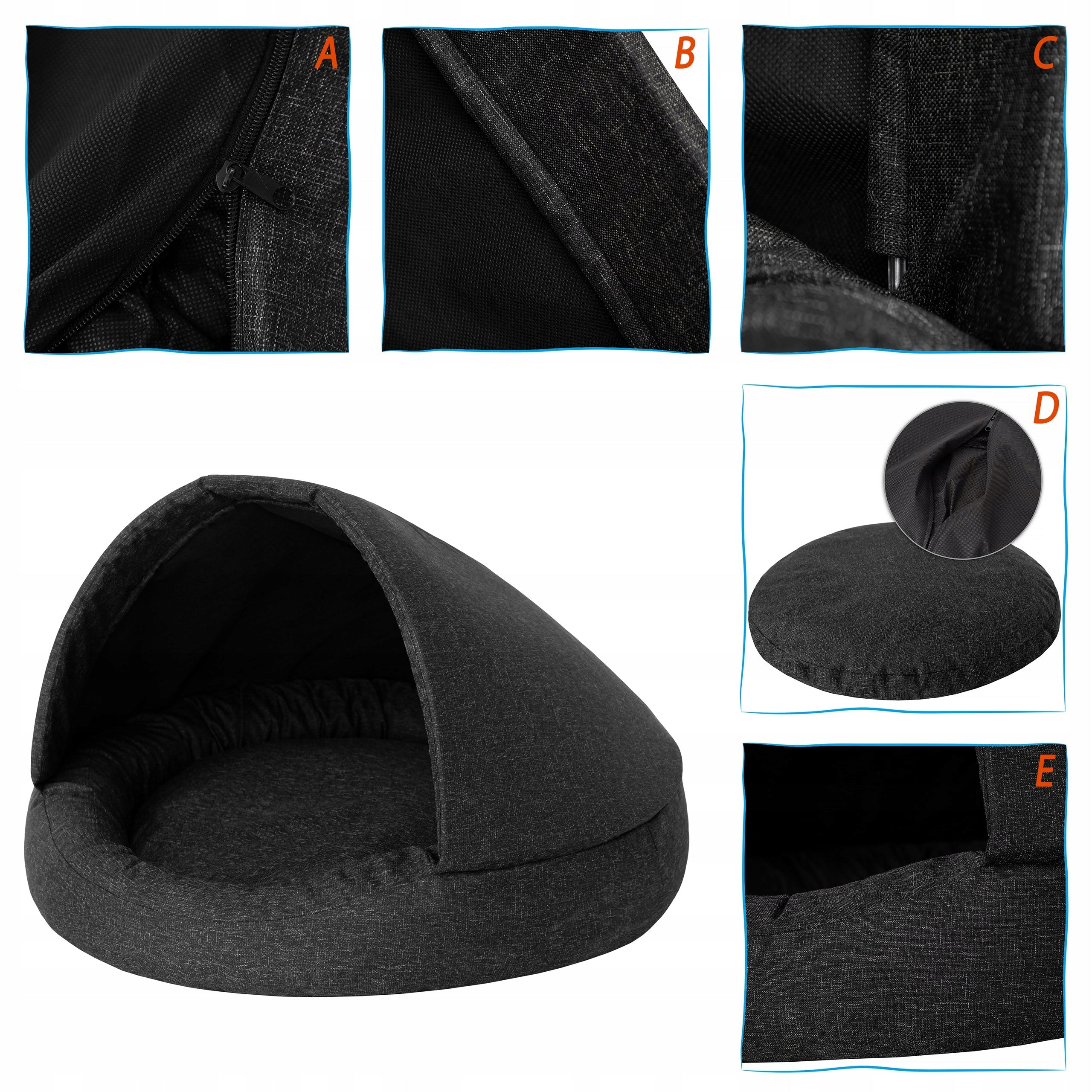 Bed, house, playpen, dog kennel, Sofa with roof, Round? 100 cm, Black Product width 100 cm