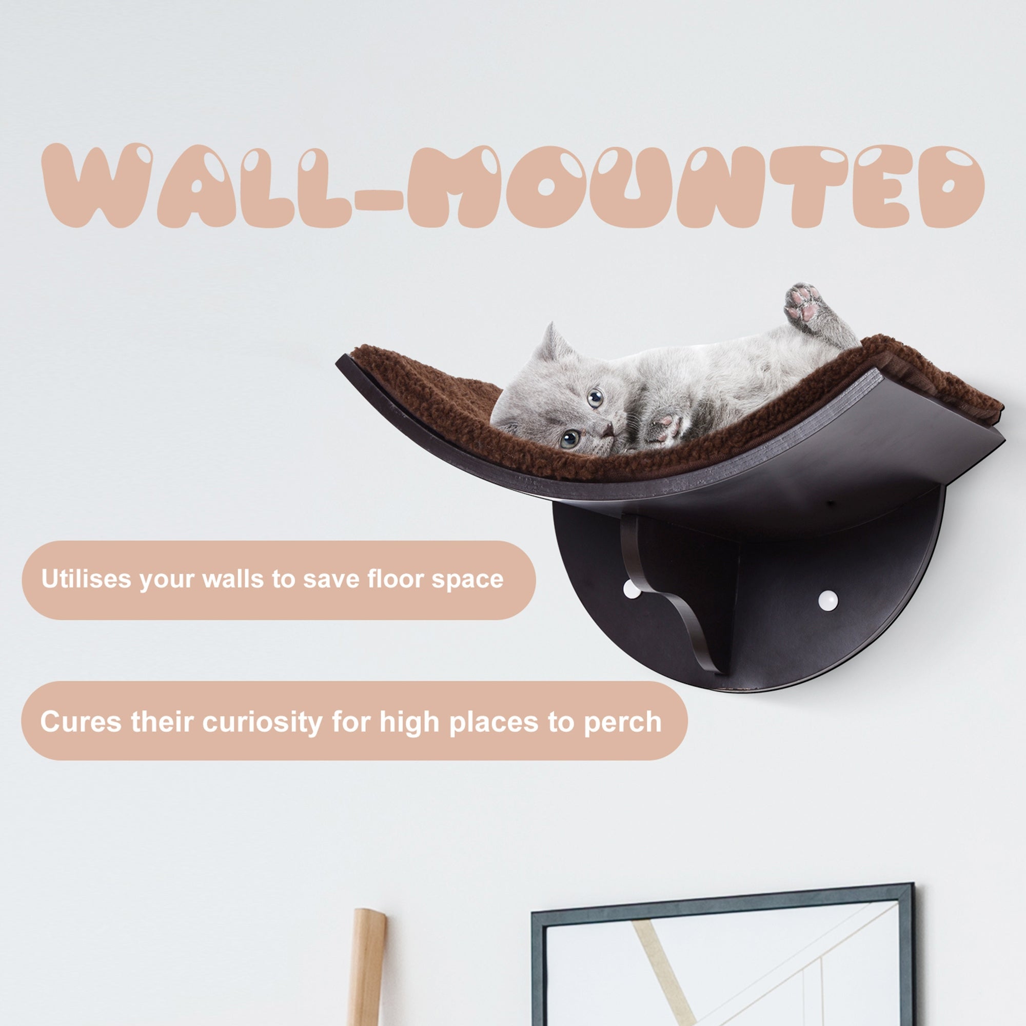 Bed, shelf, cat couch, wall mount, plush upholstery Brand PawHut
