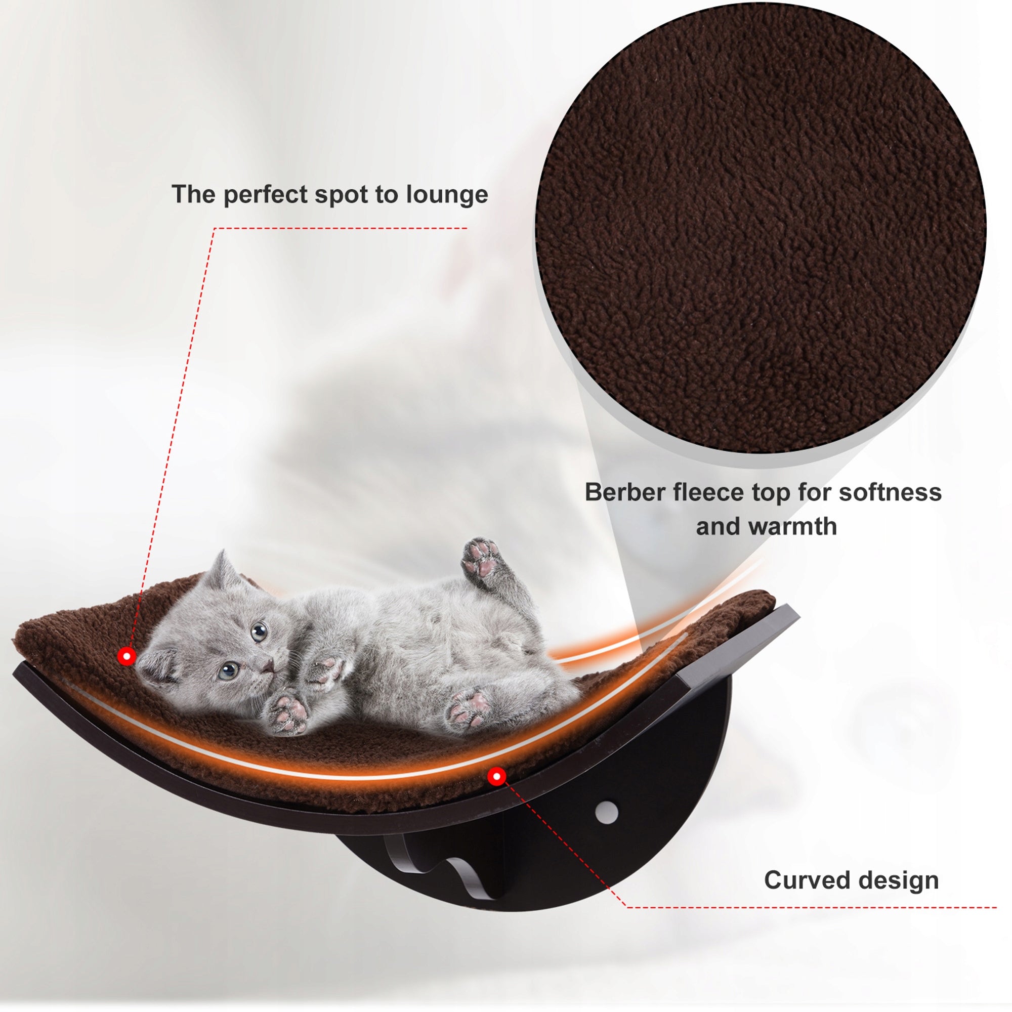 Bed, shelf, cat couch, wall mount, plush upholstery Length 41 cm