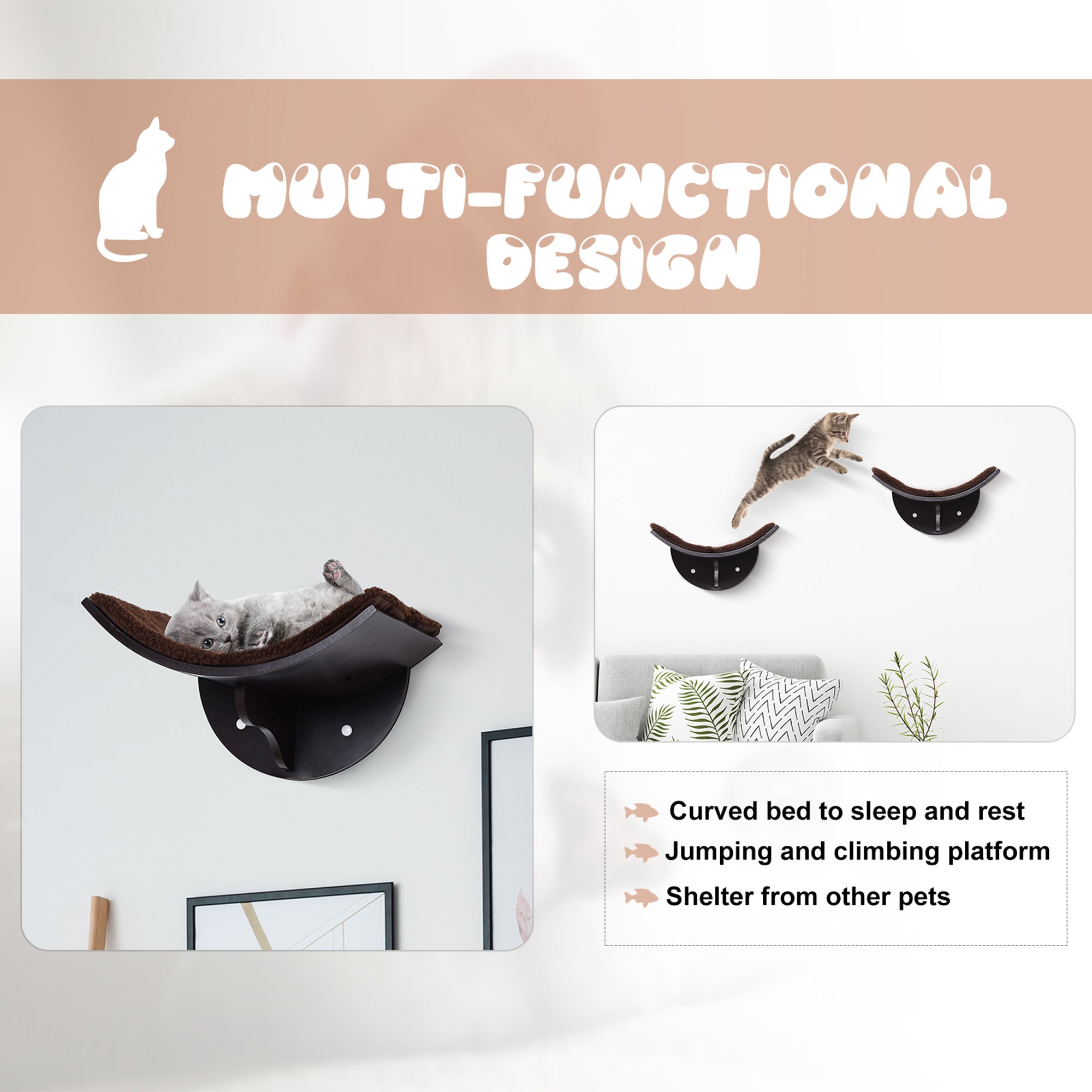 Bed, shelf, cat couch, wall mount, plush upholstery Manufacturer code D30-224