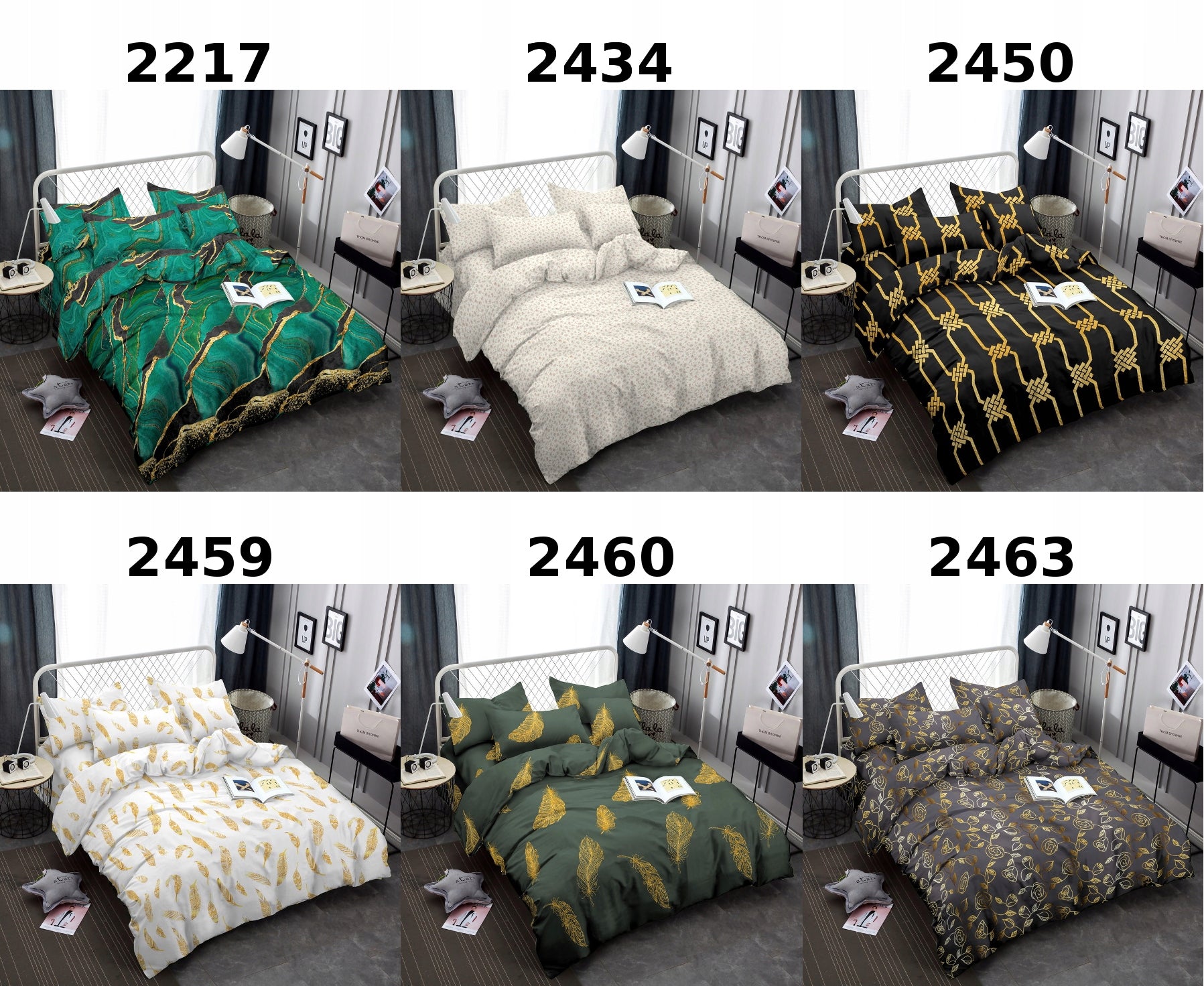 Bedding 140x200 Bedding Set 2-Piece Green Marble Multiple Patterns Packaging status original