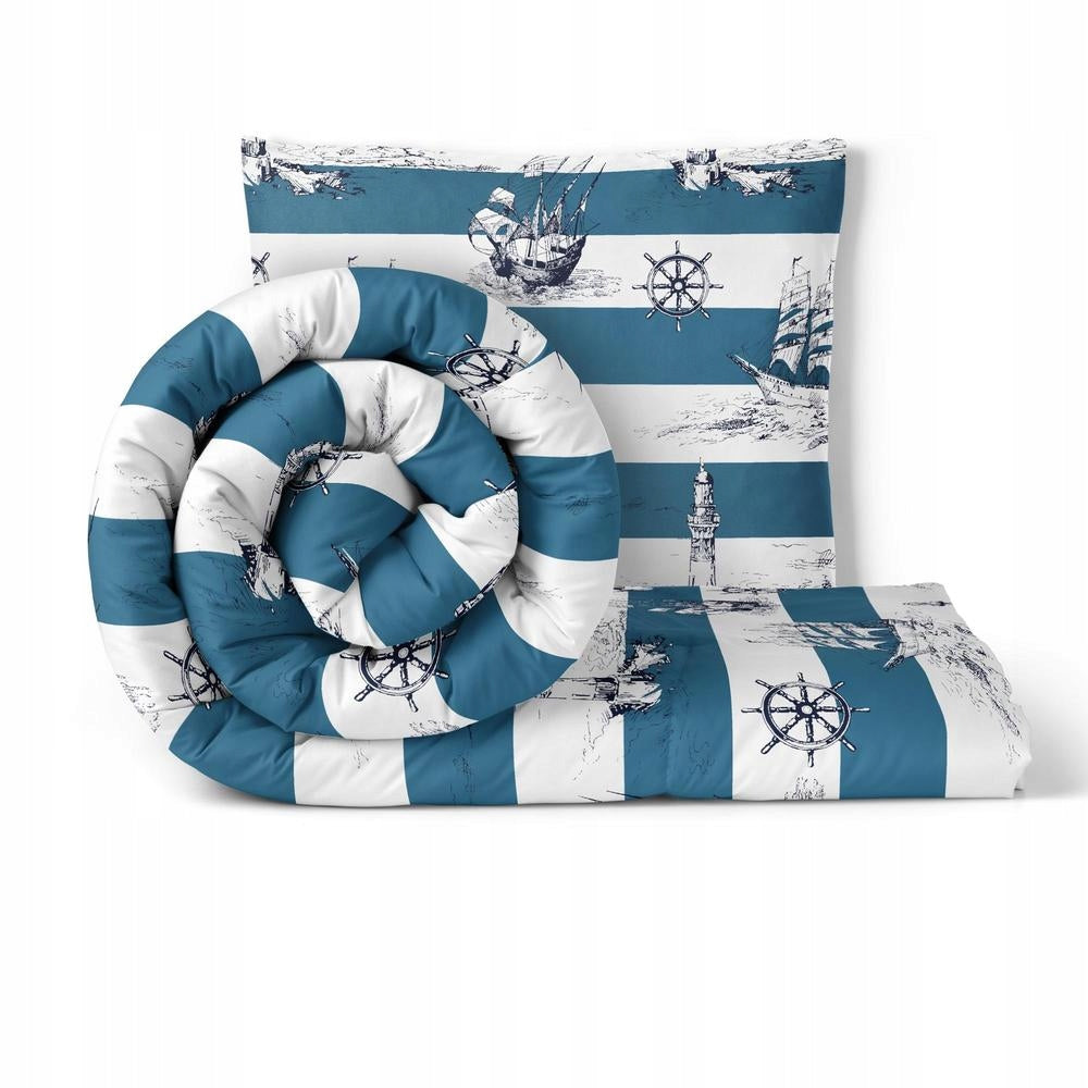 Bedding 140x200cm, 70x80cm, 140g/m2, cotton 100% : Navy