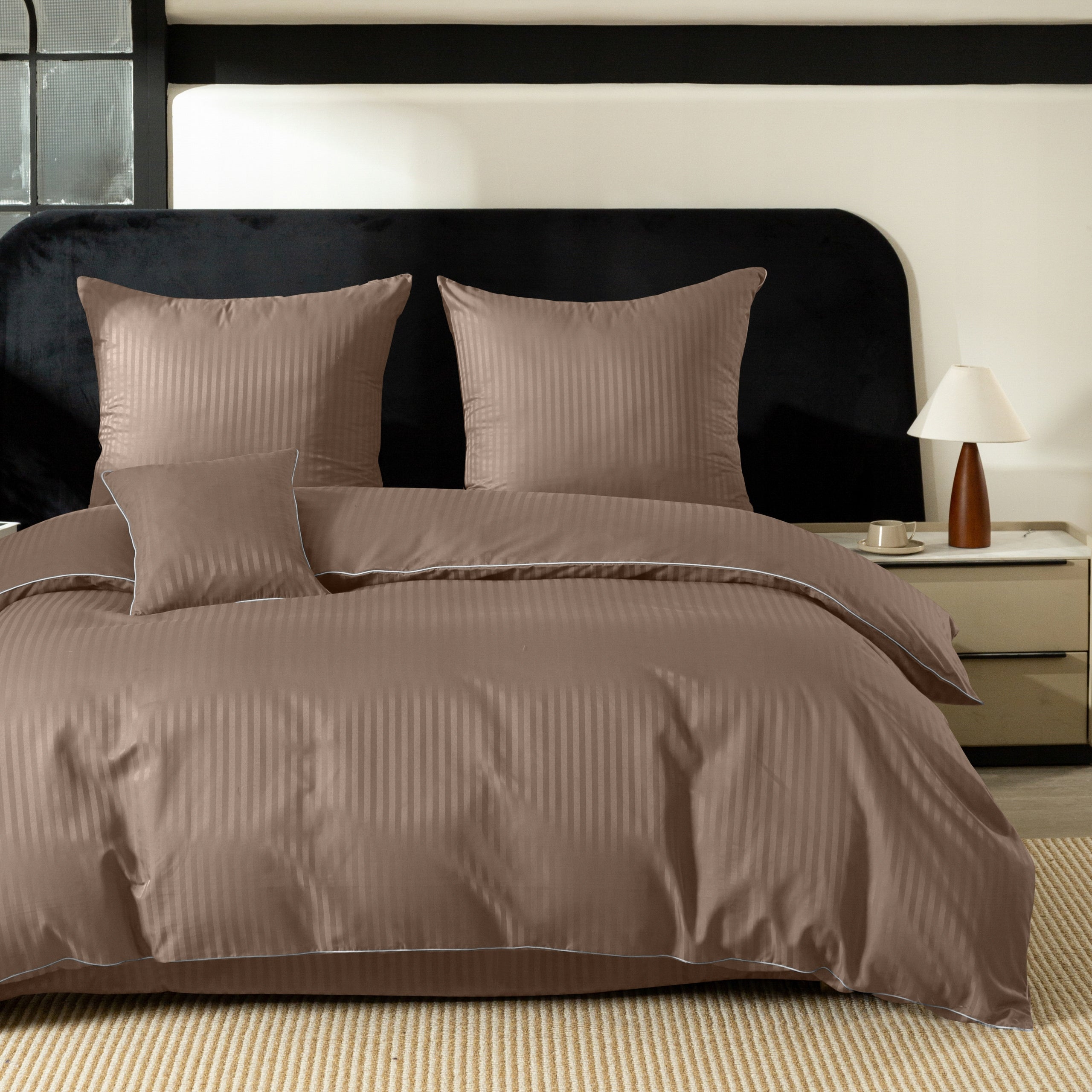Bedding 160x200 Adamaszek in Belts 1 cm with Ribbon Brown Thick Luxury Manufacturer code FDL 160 3170