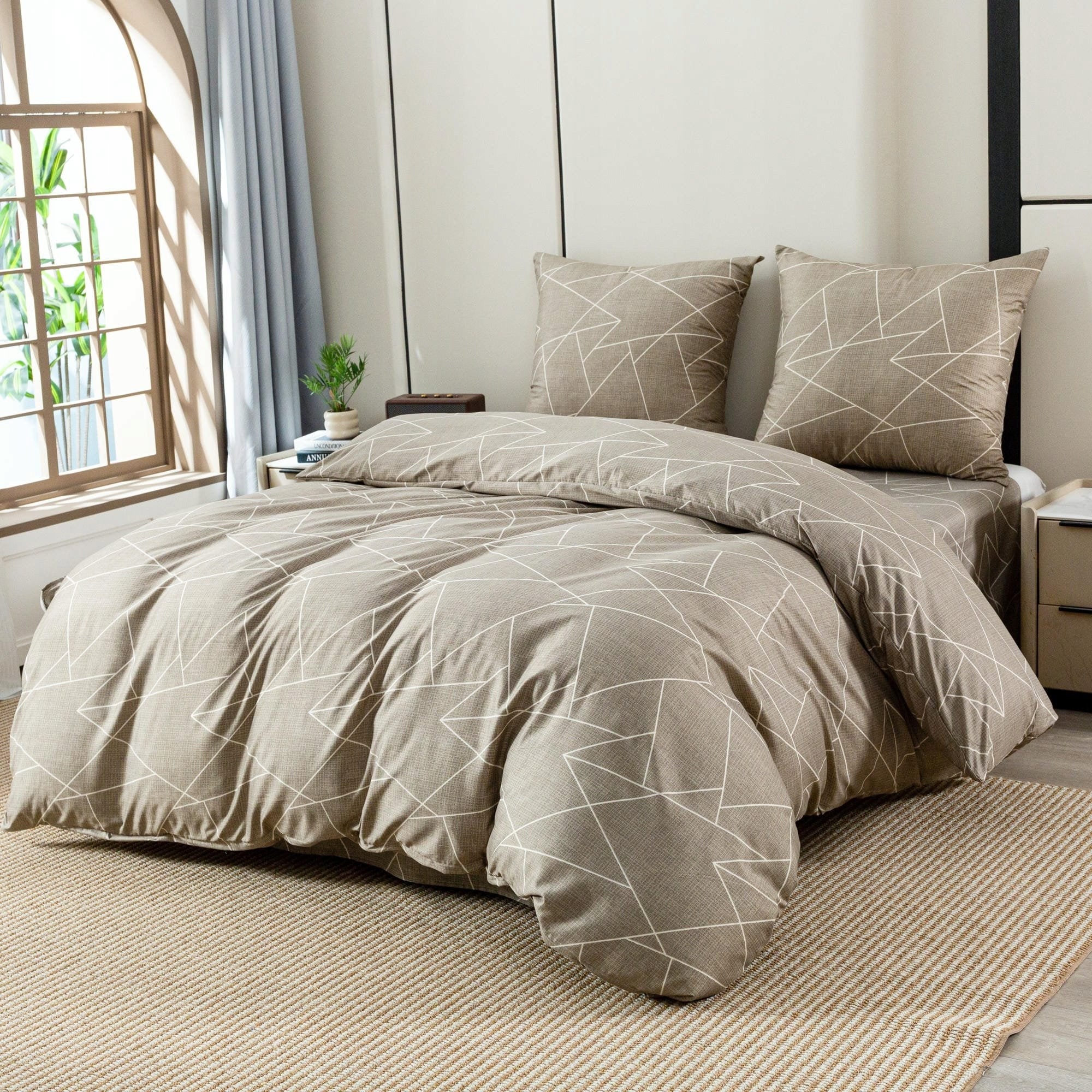 Bedding 160x200 Bedding Set 3-Piece 3D Beige Multiple Patterns Packaging status original