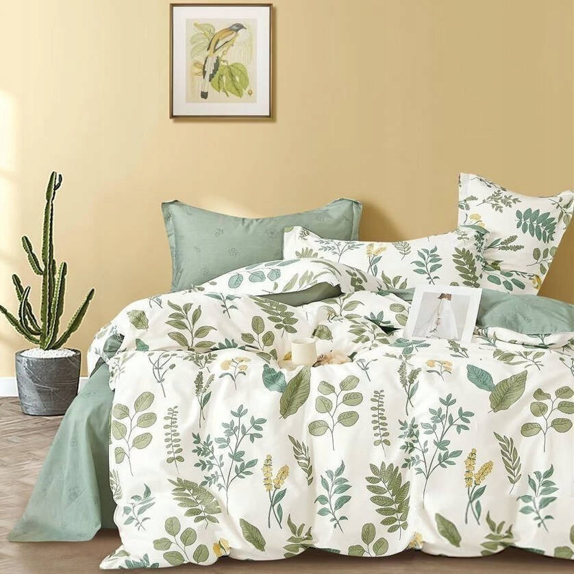 Bedding 160x200 cotton 100% natural pillowcase set pattern in leaves EAN (GTIN) 5907190409338
