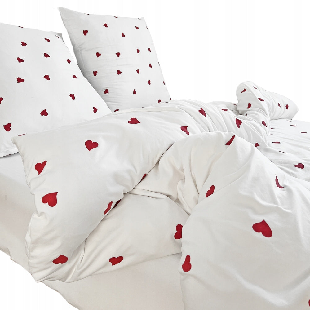 Bedding 160x200 + heart pillowcases hearts on white background fashionable set Packaging status original