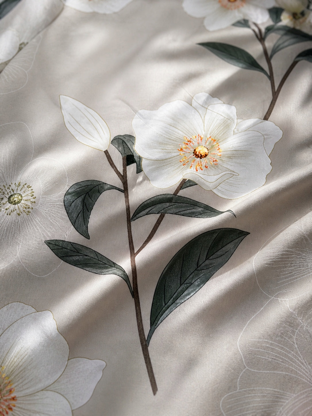 Bedding 160x200 satin cotton grey flowers set 3 el 2x70x80 castle Comforter cover width 160 cm