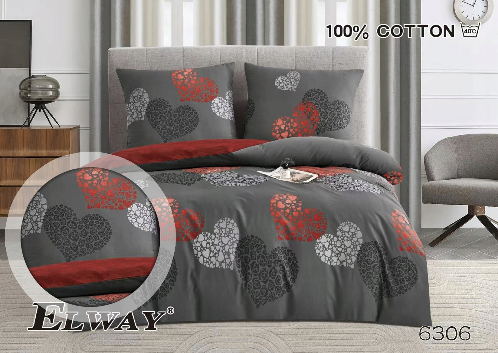 Bedding 200x220 ELWAY 100% Cotton Satin Bedding Set NEW DESIGNS Packaging status original
