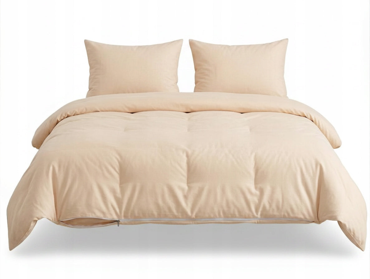 Bedding 220x200 Satin Cotton Beige 2x70x80 Luxury