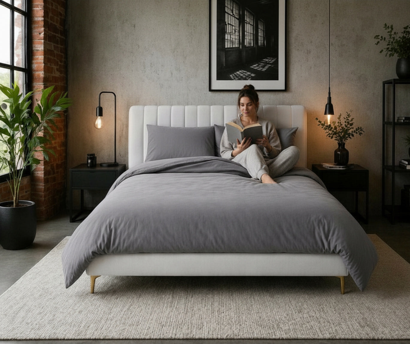 Bedding 220x200 Satin Cotton Grey 2x70x80 Luxury Brand no brand