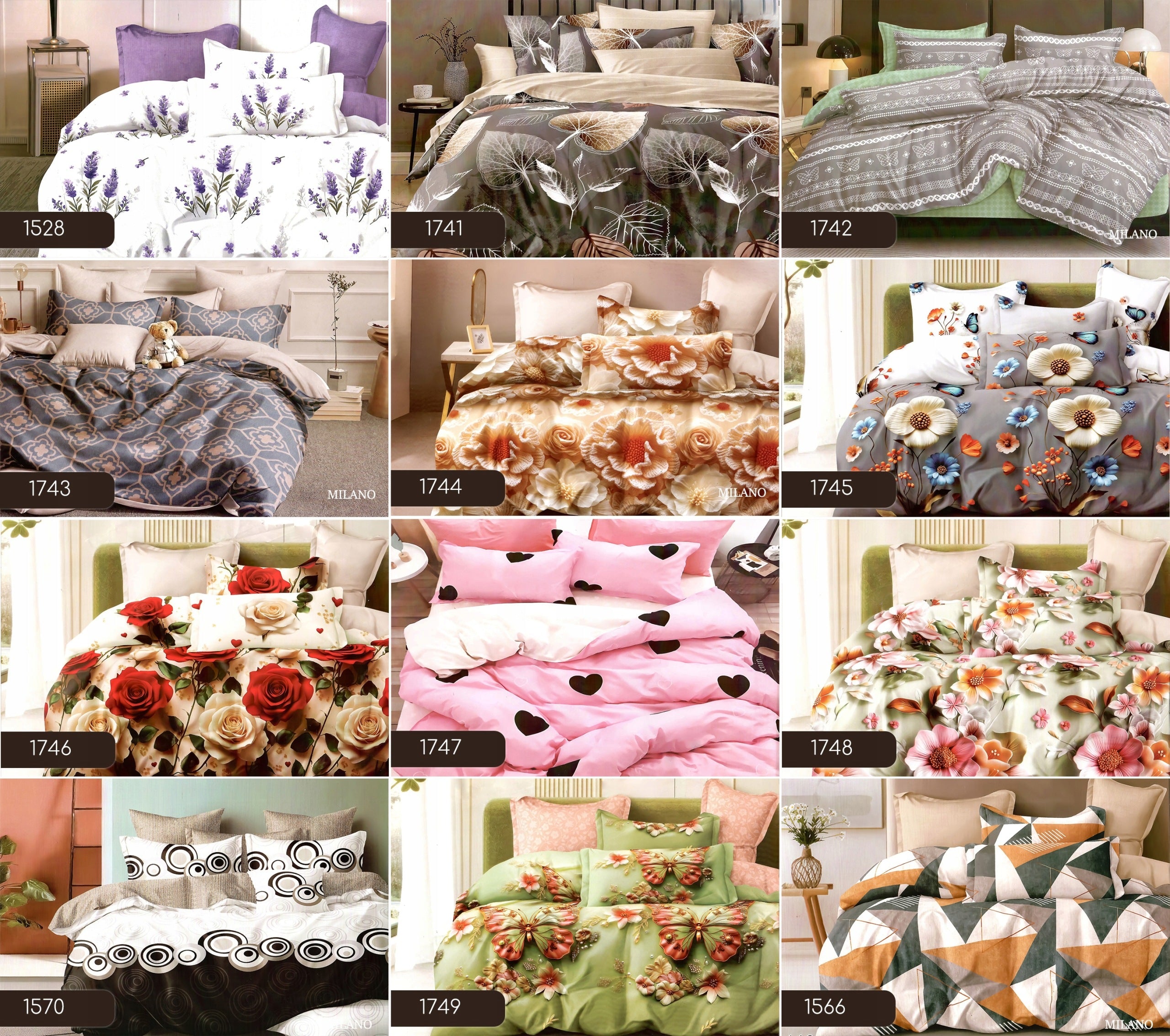 Bedding 220x200 cotton + 2 pillowcases 70x80 set 5D NEW DESIGNS Manufacturer code 5907059938450-milano