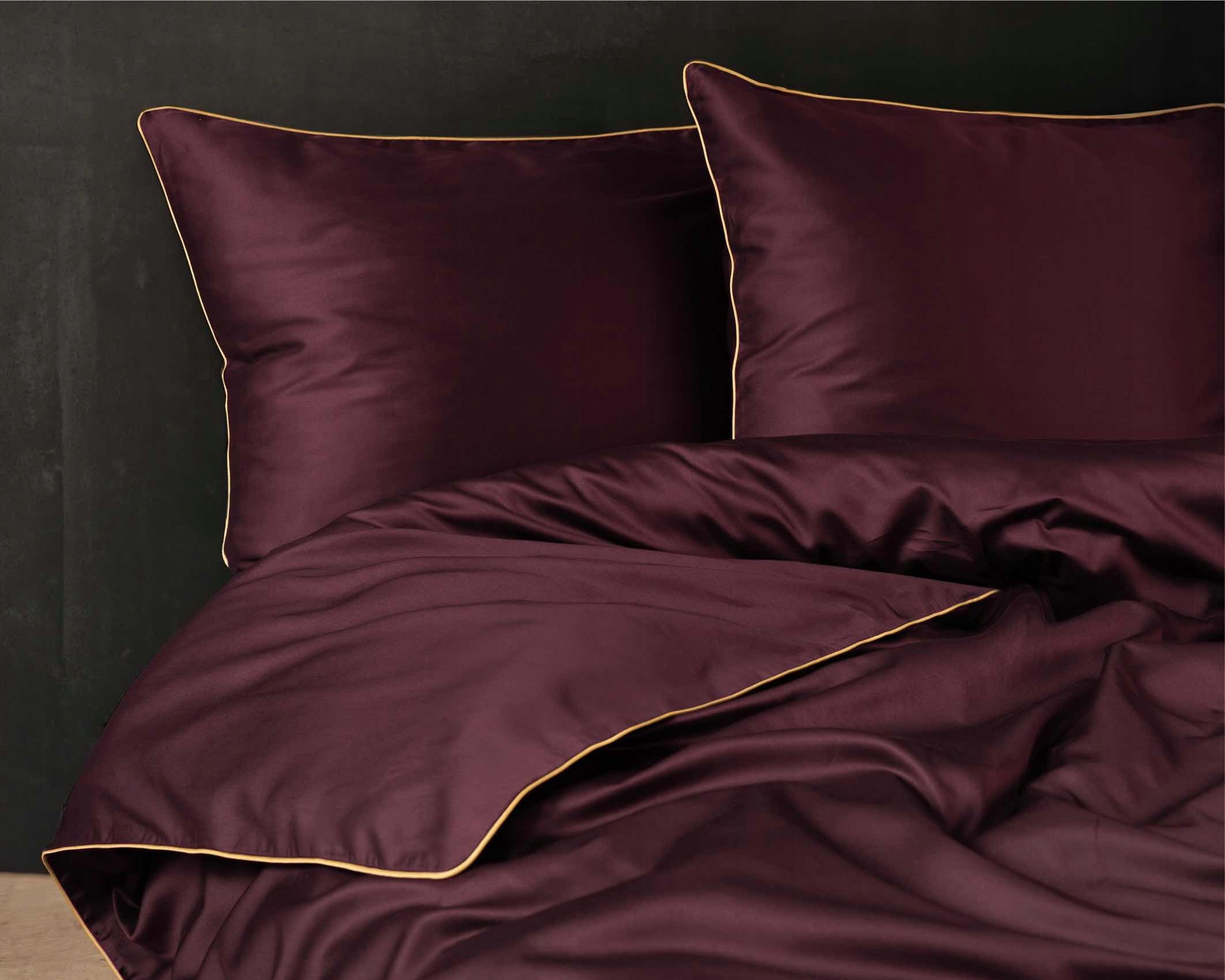 Bedding 220x200cm LUXURIOUS cotton satin MACOSATIN with piping - Bordo Packaging status original
