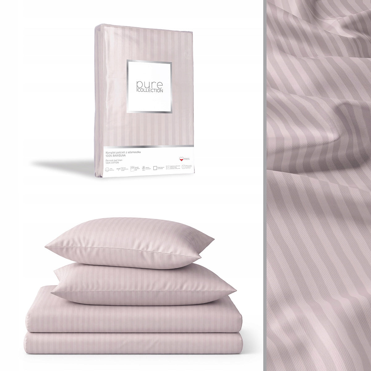 Bedding Adamaszek 140x200 Smooth Satin in Premium Powder Belts